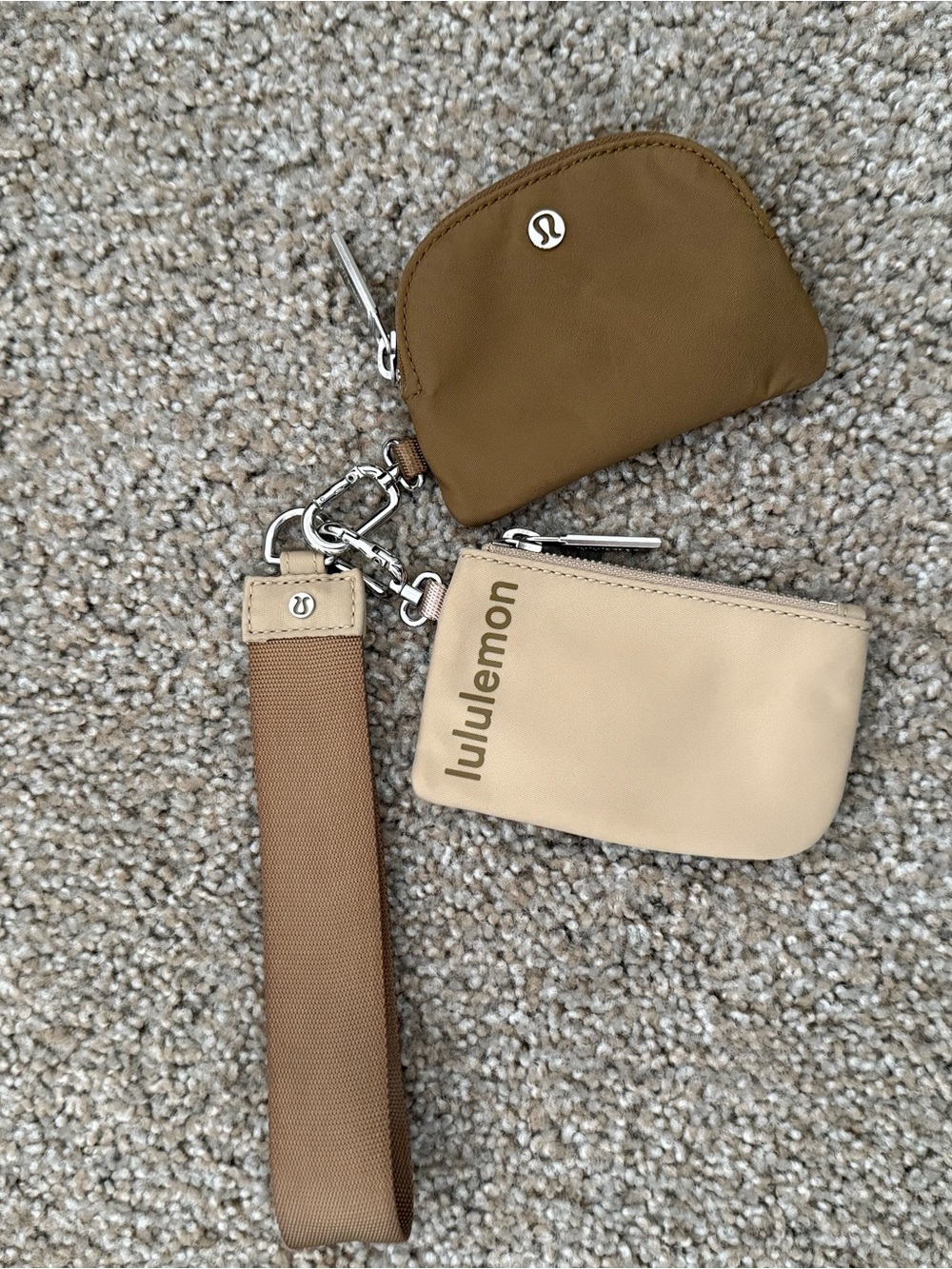 lululemon athletica Dual Pouch Wristlet in Beige and Brown - never used